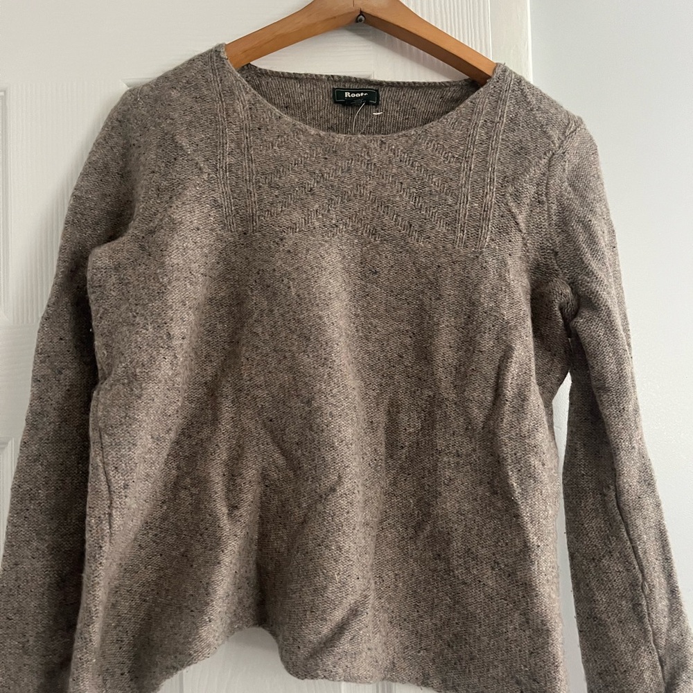 Roots Heathered Brown Crew Neck Sweater